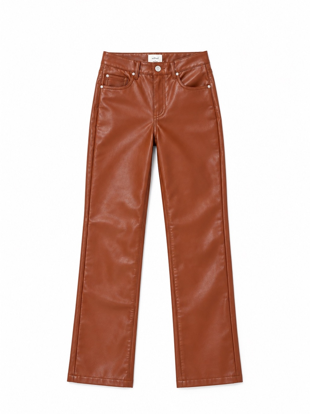 Wilfred Aritzia Melina Vegan Leather Pants Cognac Brown Size 2